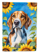 American Foxhound in Sunflowers House Flag