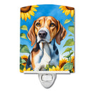 American Foxhound in Sunflowers Ceramic Night Light
