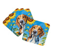 American Foxhound in Sunflowers Coasters - Set of 4 Lightweight Foam, Absorbent Drink Coasters