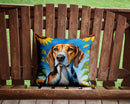 American Foxhound in Sunflowers Throw Pillow - 14x14 Decorative Pillow – Art for Your Home & Patio