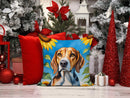 American Foxhound in Sunflowers Throw Pillow - 14x14 Decorative Pillow – Art for Your Home & Patio