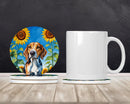American Foxhound in Sunflowers Large Sandstone Coasters Pack of 4