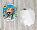 American Foxhound in Sunflowers Compact Mirror – Stylish Purse Mirror with Artistic Covers
