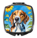 American Foxhound in Sunflowers Compact Mirror – Stylish Purse Mirror with Artistic Covers