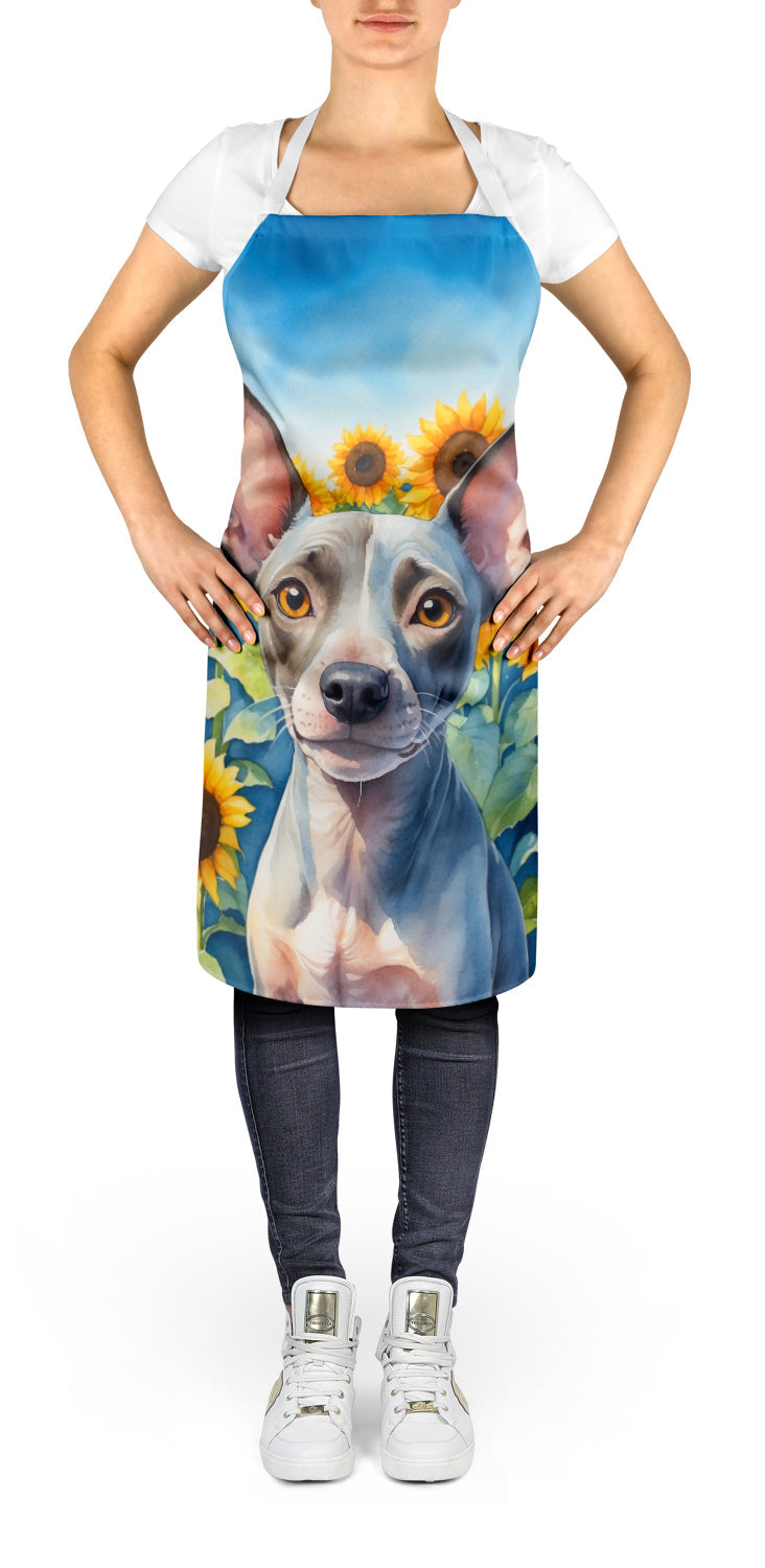 American Hairless Terrier in Sunflowers Apron – Artist-Designed Kitchen, BBQ & Craft Apron