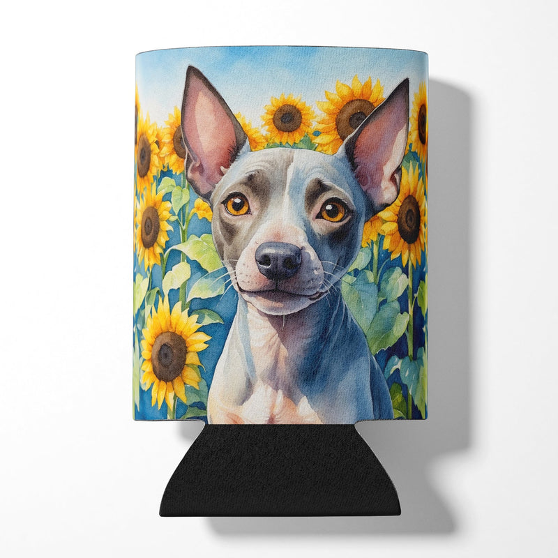 American Hairless Terrier in Sunflowers Can or Bottle Hugger