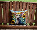 American Hairless Terrier in Sunflowers Throw Pillow - 14x14 Decorative Pillow – Art for Your Home & Patio