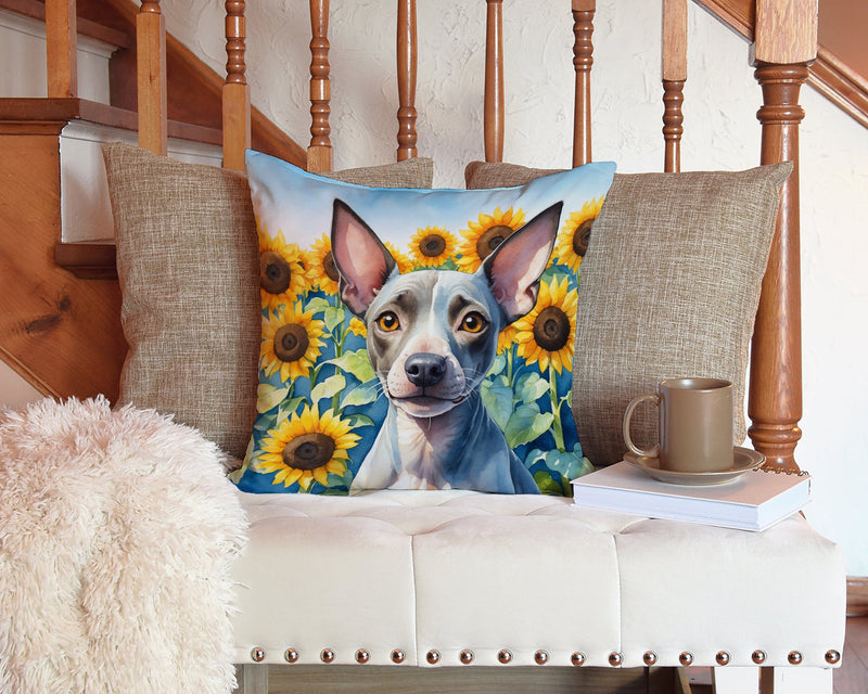 American Hairless Terrier in Sunflowers Throw Pillow - 14x14 Decorative Pillow – Art for Your Home & Patio