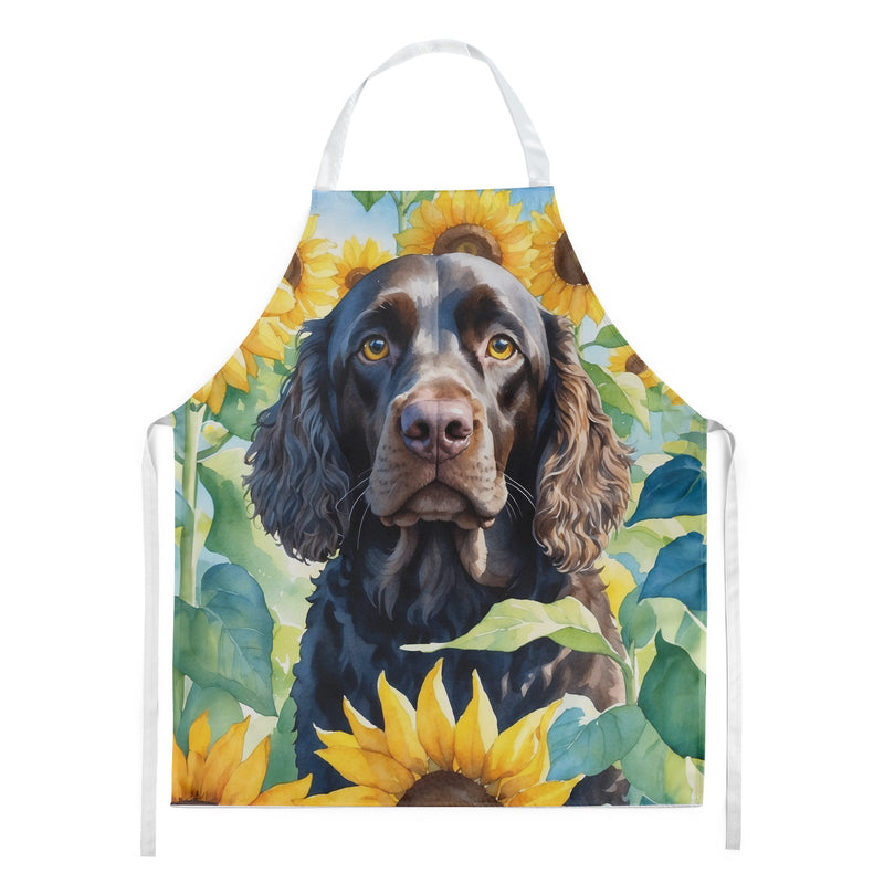 American Water Spaniel in Sunflowers Apron – Artist-Designed Kitchen, BBQ & Craft Apron