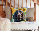 American Water Spaniel in Sunflowers Throw Pillow - 14x14 Decorative Pillow – Art for Your Home & Patio
