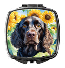 American Water Spaniel in Sunflowers Compact Mirror – Stylish Purse Mirror with Artistic Covers
