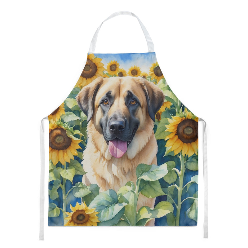 Anatolian Shepherd in Sunflowers Apron – Artist-Designed Kitchen, BBQ & Craft Apron