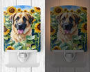 Anatolian Shepherd in Sunflowers Ceramic Night Light
