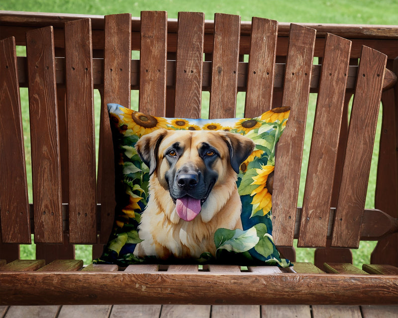 Anatolian Shepherd in Sunflowers Throw Pillow - 14x14 Decorative Pillow – Art for Your Home & Patio