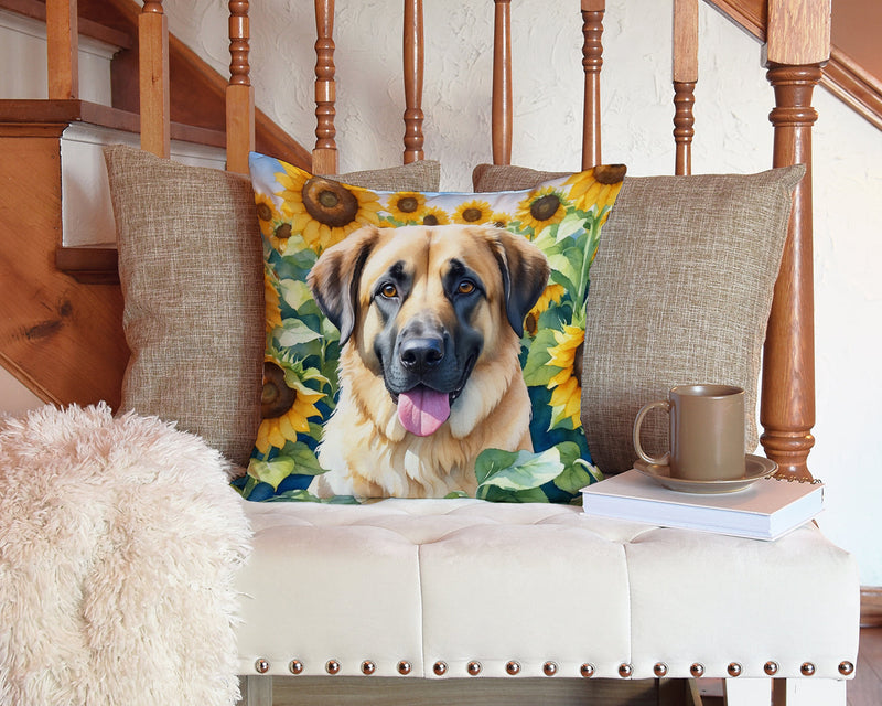Anatolian Shepherd in Sunflowers Throw Pillow - 14x14 Decorative Pillow – Art for Your Home & Patio