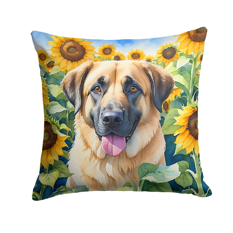 Anatolian Shepherd in Sunflowers Throw Pillow