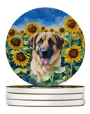 Anatolian Shepherd in Sunflowers Large Sandstone Coasters Pack of 4