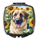 Anatolian Shepherd in Sunflowers Compact Mirror – Stylish Purse Mirror with Artistic Covers