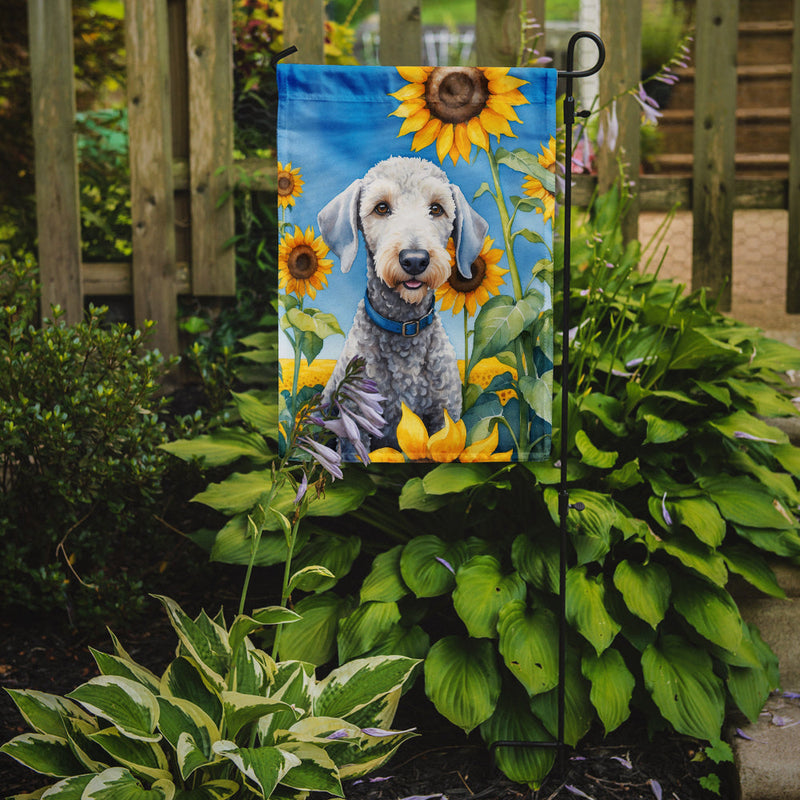 Bedlington Terrier in Sunflowers Garden Flag – Bright Dog-Themed Yard Decor