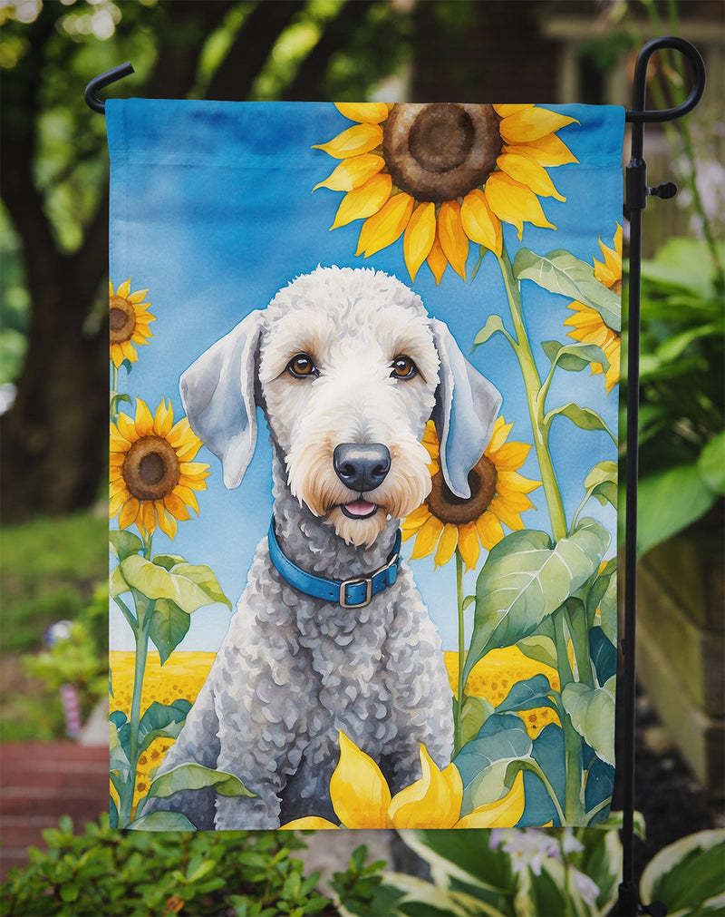 Bedlington Terrier in Sunflowers Garden Flag – Bright Dog-Themed Yard Decor