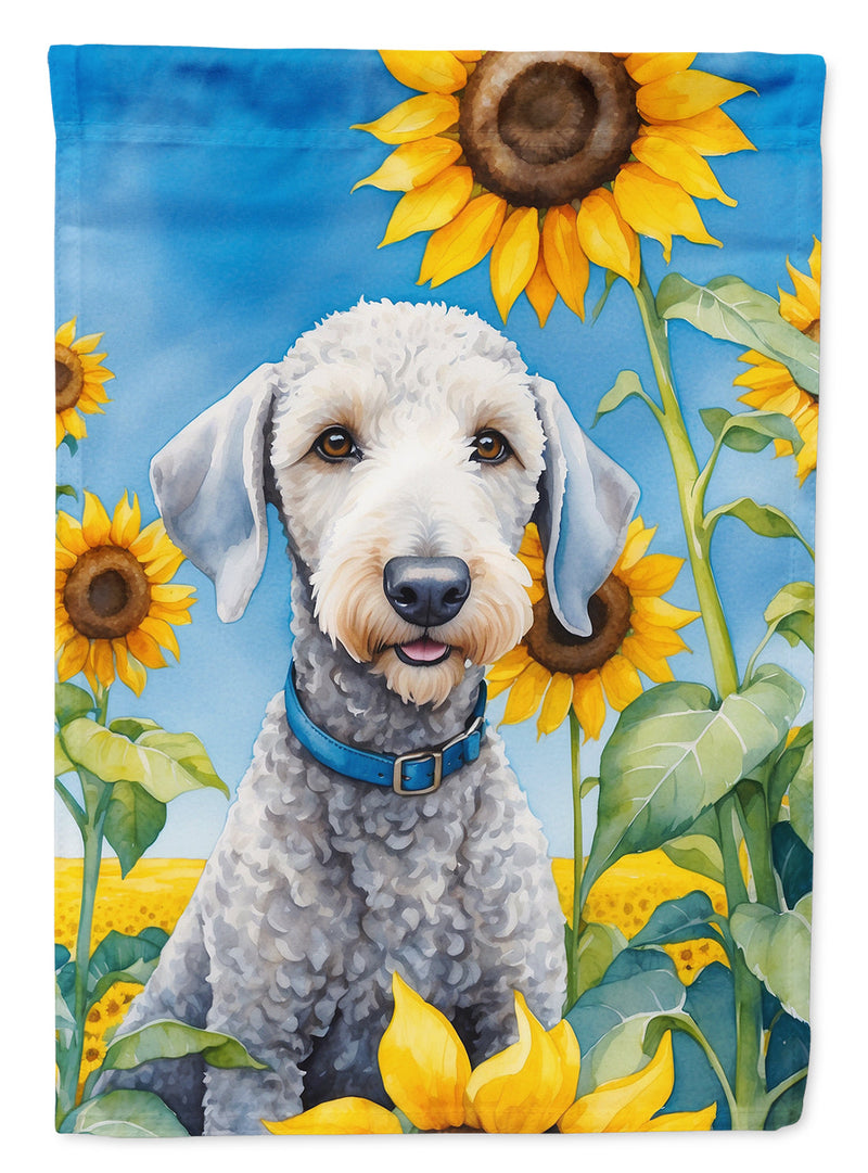 Bedlington Terrier in Sunflowers Garden Flag – Bright Dog-Themed Yard Decor
