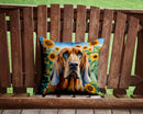 Bloodhound in Sunflowers Throw Pillow - 14x14 Decorative Pillow – Art for Your Home & Patio