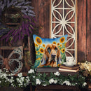 Bloodhound in Sunflowers Throw Pillow - 14x14 Decorative Pillow – Art for Your Home & Patio