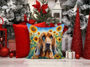Bloodhound in Sunflowers Throw Pillow - 14x14 Decorative Pillow – Art for Your Home & Patio