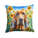 Bloodhound in Sunflowers Throw Pillow - 14x14 Decorative Pillow – Art for Your Home & Patio