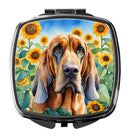 Bloodhound in Sunflowers Compact Mirror – Stylish Purse Mirror with Artistic Covers
