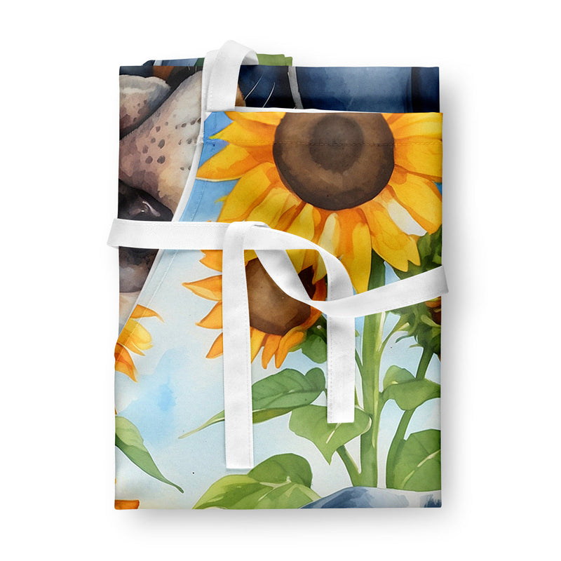 Bluetick Coonhound in Sunflowers Apron – Artist-Designed Kitchen, BBQ & Craft Apron