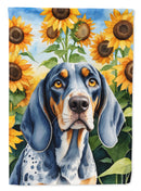 Bluetick Coonhound in Sunflowers House Flag