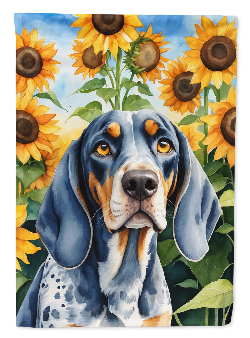 Bluetick Coonhound in Sunflowers House Flag
