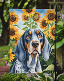 Bluetick Coonhound in Sunflowers Garden Flag – Bright Dog-Themed Yard Decor