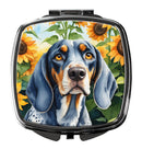Bluetick Coonhound in Sunflowers Compact Mirror – Stylish Purse Mirror with Artistic Covers