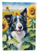 Border Collie in Sunflowers House Flag