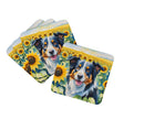 Border Collie in Sunflowers Coasters - Set of 4 Lightweight Foam, Absorbent Drink Coasters
