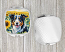 Border Collie in Sunflowers Compact Mirror – Stylish Purse Mirror with Artistic Covers