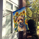 Border Terrier in Sunflowers House Flag