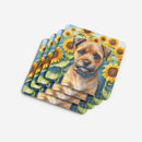 Border Terrier in Sunflowers Coasters - Set of 4 Lightweight Foam, Absorbent Drink Coasters