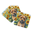 Border Terrier in Sunflowers Coasters - Set of 4 Lightweight Foam, Absorbent Drink Coasters