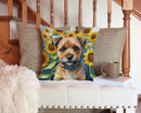 Border Terrier in Sunflowers Throw Pillow - 14x14 Decorative Pillow – Art for Your Home & Patio