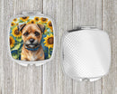 Border Terrier in Sunflowers Compact Mirror – Stylish Purse Mirror with Artistic Covers