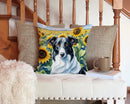 Borzoi in Sunflowers Throw Pillow - 14x14 Decorative Pillow – Art for Your Home & Patio