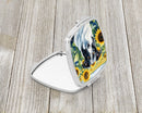 Borzoi in Sunflowers Compact Mirror – Stylish Purse Mirror with Artistic Covers