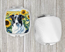 Borzoi in Sunflowers Compact Mirror – Stylish Purse Mirror with Artistic Covers