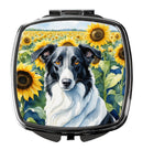 Borzoi in Sunflowers Compact Mirror – Stylish Purse Mirror with Artistic Covers