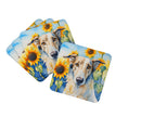 Borzoi in Sunflowers Coasters - Set of 4 Lightweight Foam, Absorbent Drink Coasters