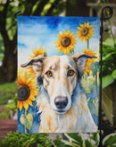Borzoi in Sunflowers Garden Flag – Bright Dog-Themed Yard Decor