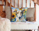 Borzoi in Sunflowers Throw Pillow - 14x14 Decorative Pillow – Art for Your Home & Patio